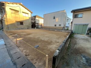 倉敷市水江の木造住宅解体工事後、整地まで完了した38坪の現場
