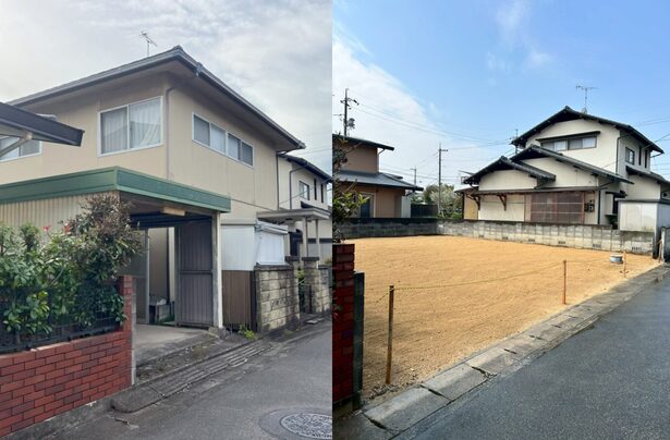空き家付き土地と解体後の更地を比較した様子